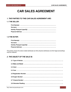 Car Vehicle Sales agreement in Kenya LATEST 1