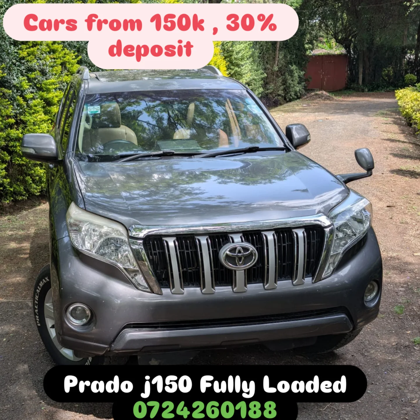 TOYOTA Land Cruiser Prado J150 with Sunroof On offer 😲 QUICK SALE. Cars from 150K, 30% Deposit lipa pole pole. Hire purchase installments HP. UpTo 70% financing/finance NO CRB STATUS CHECK Trade in OK