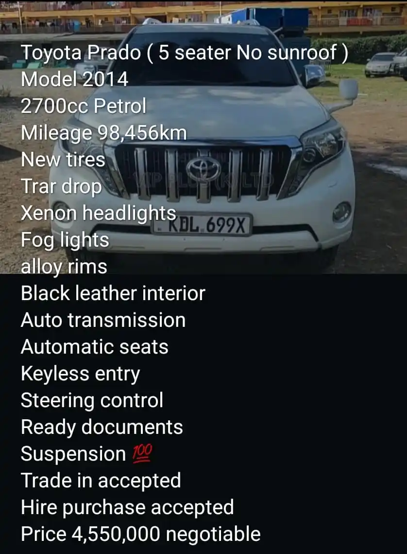 TOYOTA Land Cruiser Prado J150 Hire PURCHASE On offer 😲 QUICK SALE. Cars from 150K, 30% Deposit lipa pole pole. Hire purchase installments HP. UpTo 70% financing/finance NO CRB STATUS CHECK Trade in OK