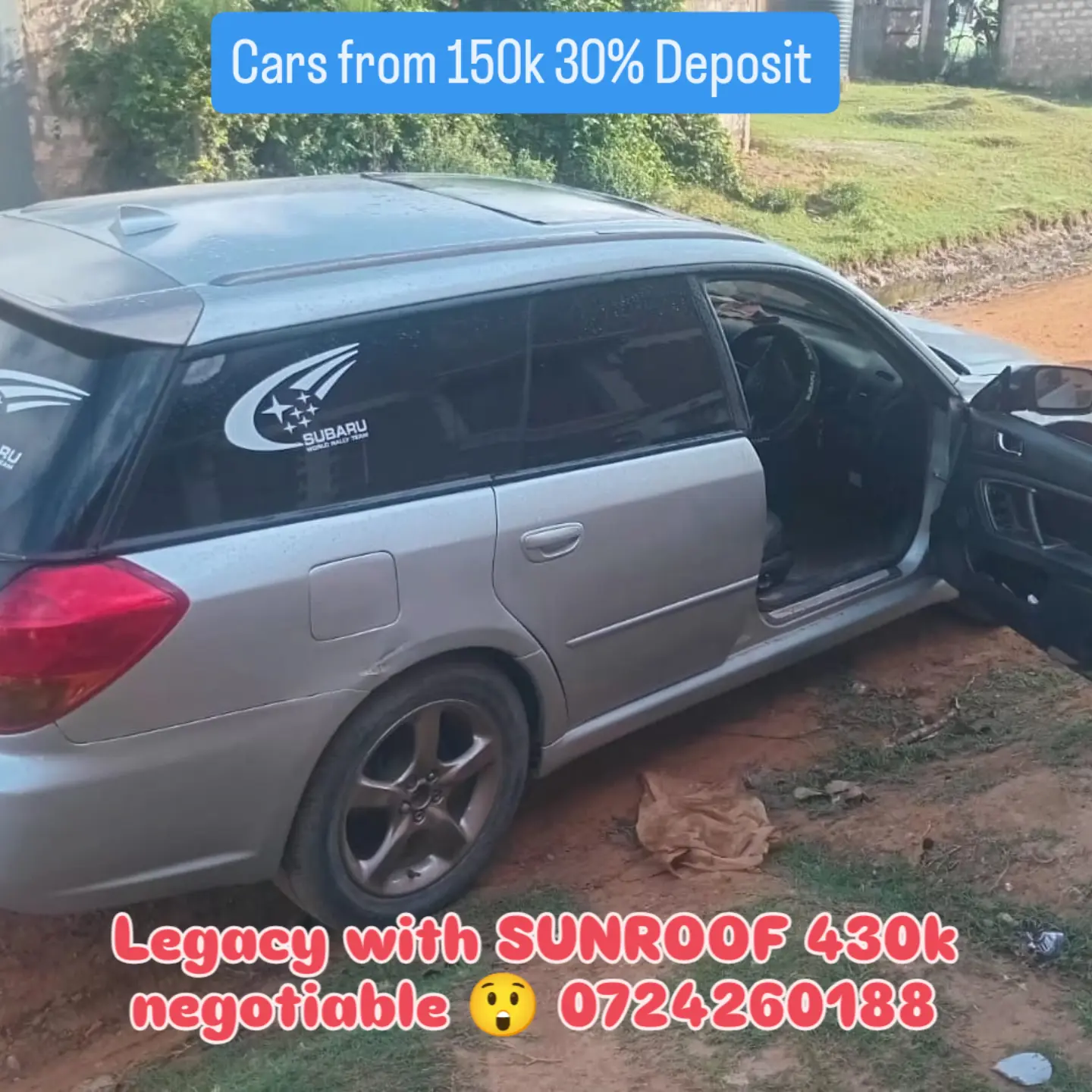 Subaru Legacy with Sunroof 430k ONLY 😲 QUICK SALE. Cars from 150K, 30% Deposit lipa pole pole. Hire purchase installments HP. UpTo 70% financing/finance NO CRB STATUS CHECK Trade in OK