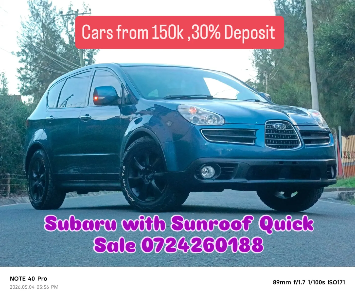 Subaru Tribeca with SUNROOF QUICK SALE 😲. Cars from 150K, 30% Deposit lipa pole pole. Hire purchase installments HP. UpTo 70% financing/finance NO CRB STATUS CHECK Trade in OK