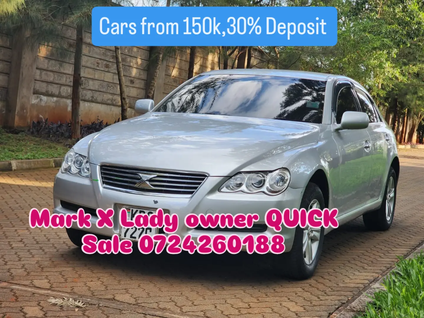 Cars For Sale in Kenya Car/motor vehicle-TOYOTA MARK X QUICK SALE 😲. Cars from 150K, 30% Deposit lipa pole pole. Hire purchase installments HP. UpTo 70% financing/finance NO CRB STATUS CHECK Trade in OK 13
