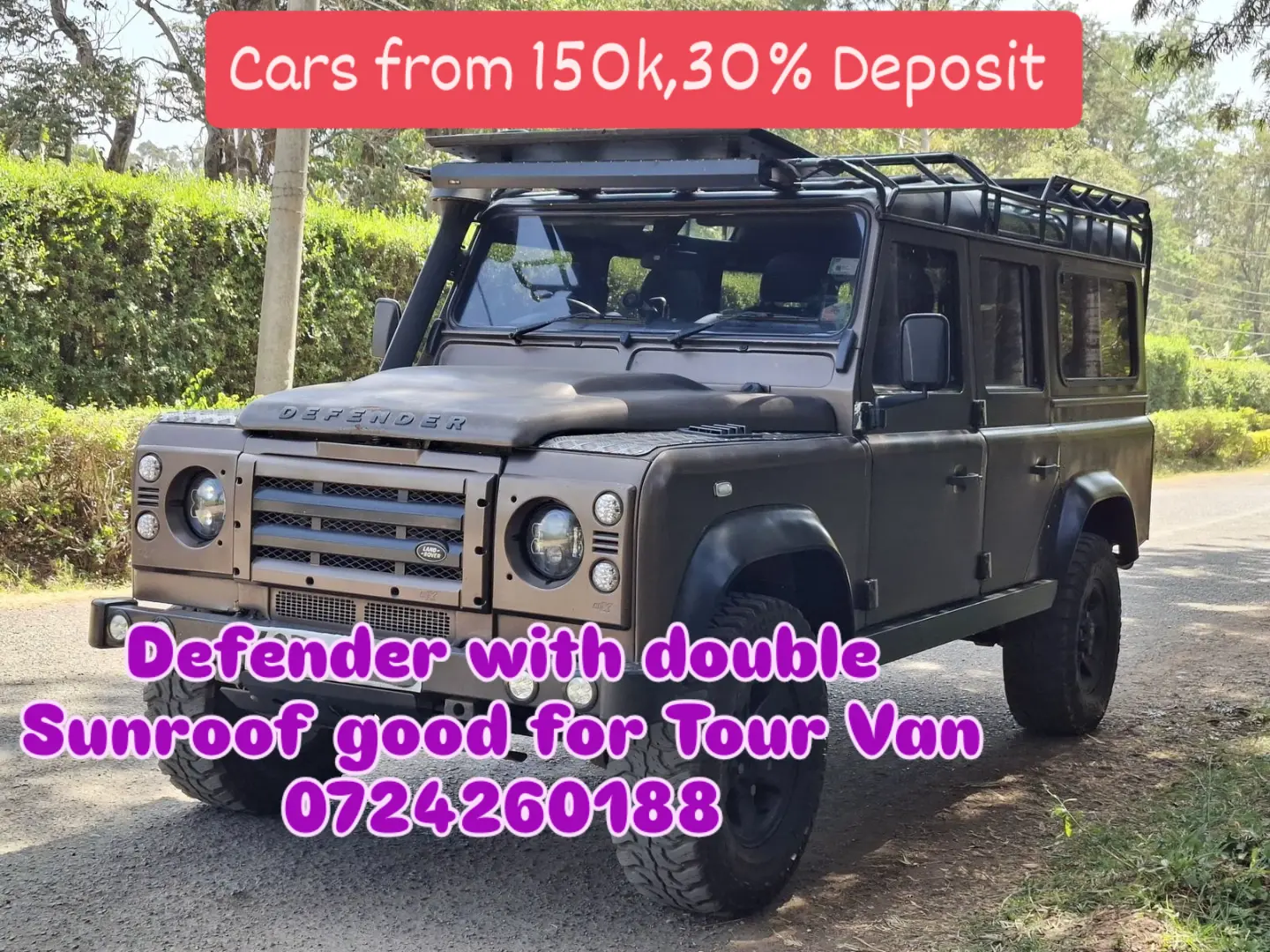Land Rover Defender PUMA double Sunroof Tour Van 😲 💪 Fully Loaded QUICK SALE. Cars from 150K, 30% Deposit lipa pole pole. Hire purchase installments HP Car IMPORT 0% DEPOSIT. UpTo 70% financing/finance NO CRB STATUS CHECK Trade in OK