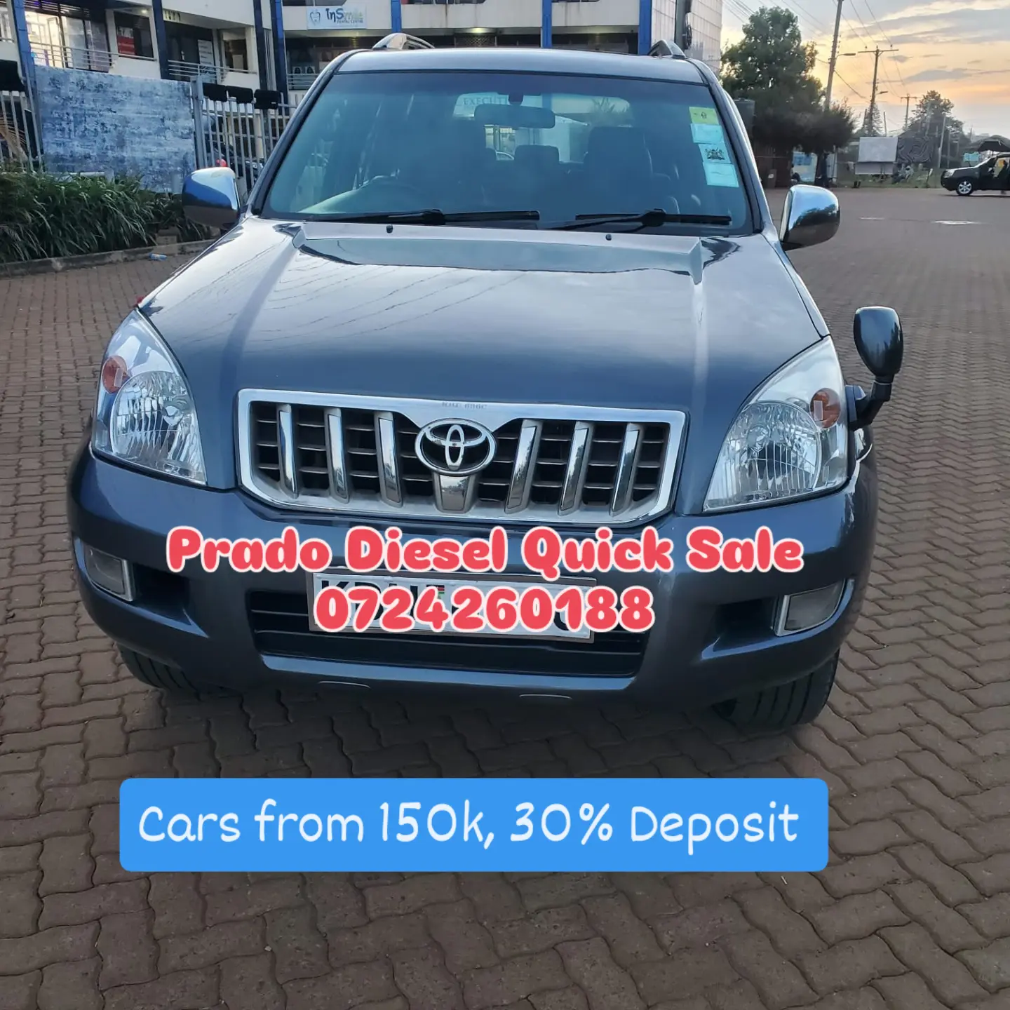 Car/motor vehicle Cars For Sale in Kenya-TOYOTA LAND-CRUISER Prado J120 Sunroof Leather Diesel 😲 💪 Fully Loaded QUICK SALE. Cars from 150K, 30% Deposit lipa pole pole. Hire purchase installments HP. UpTo 70% financing/finance NO CRB STATUS CHECK Trade in OK