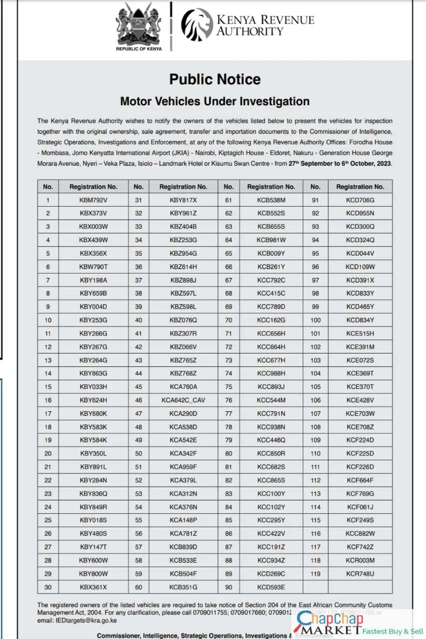 -BEWARE: List of 444 Vehicles(DUTY NOT PAID) Flagged by DCI 6